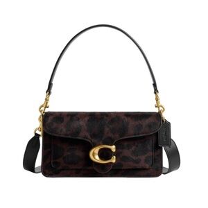 New Coach Black and Brown Leopard Shoulder Tabby 26 Bag